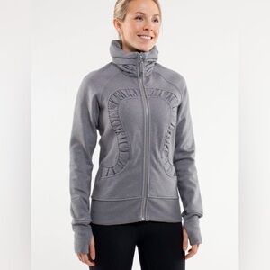 Lululemon Cuddle Up Jacket Heathered Blurred Grey Sparkle - Full Zip High Collar